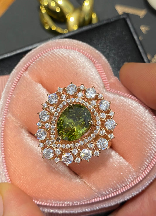 Pear cut Peridot ring