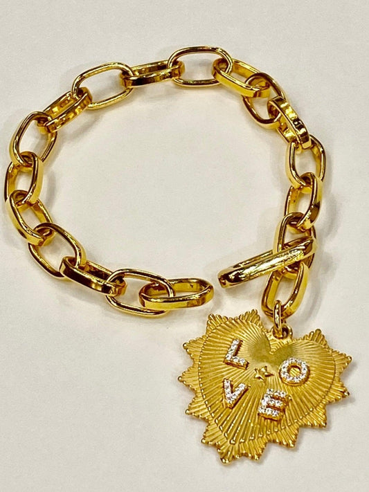24K GOLD FILLED HEART CHAIN BRACELET - TIA KOREA