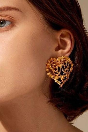 24K Gold filled heart earrings - TIA KOREA