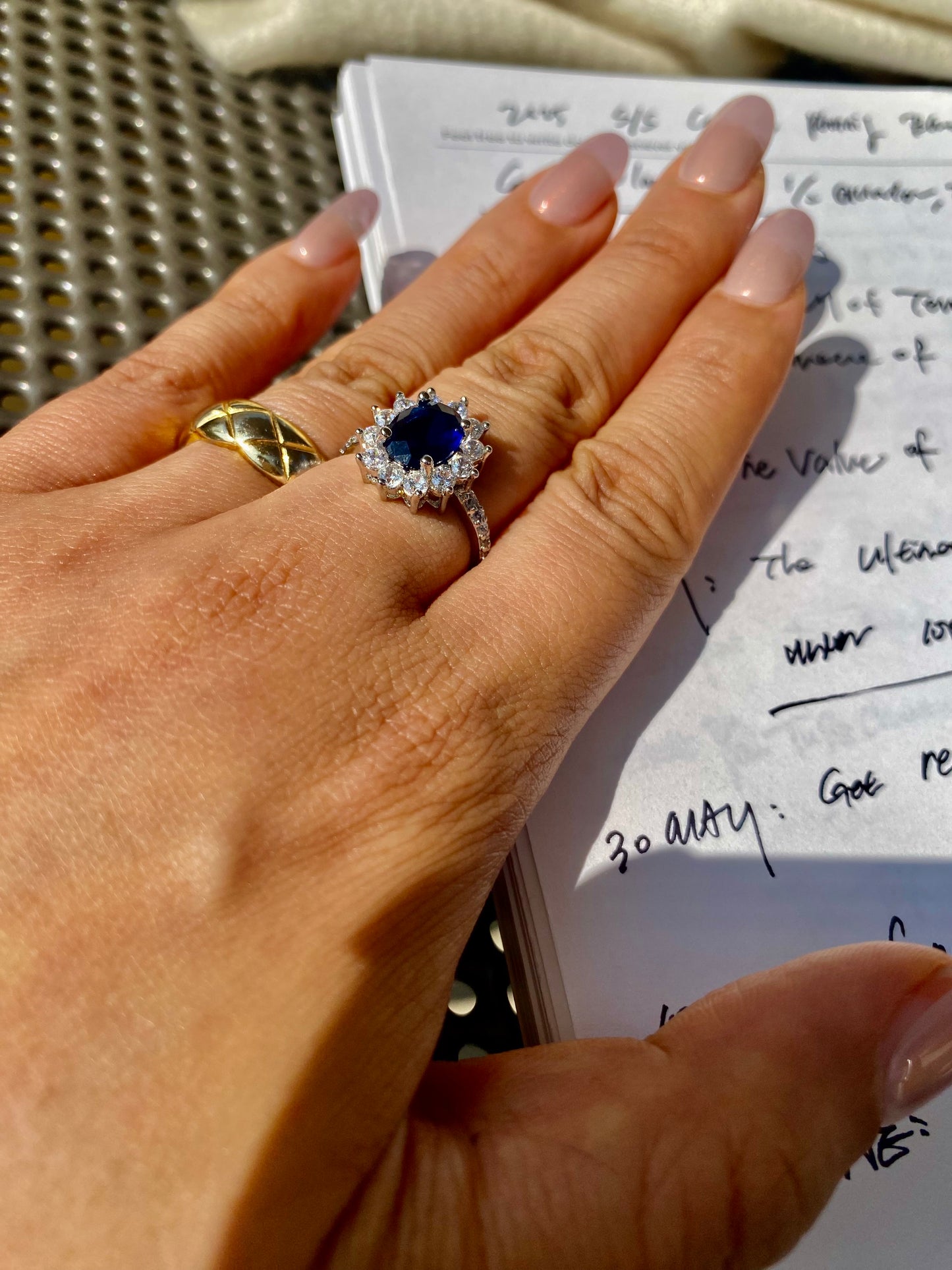 Queen diana royal blue sapphire Oval cut ring