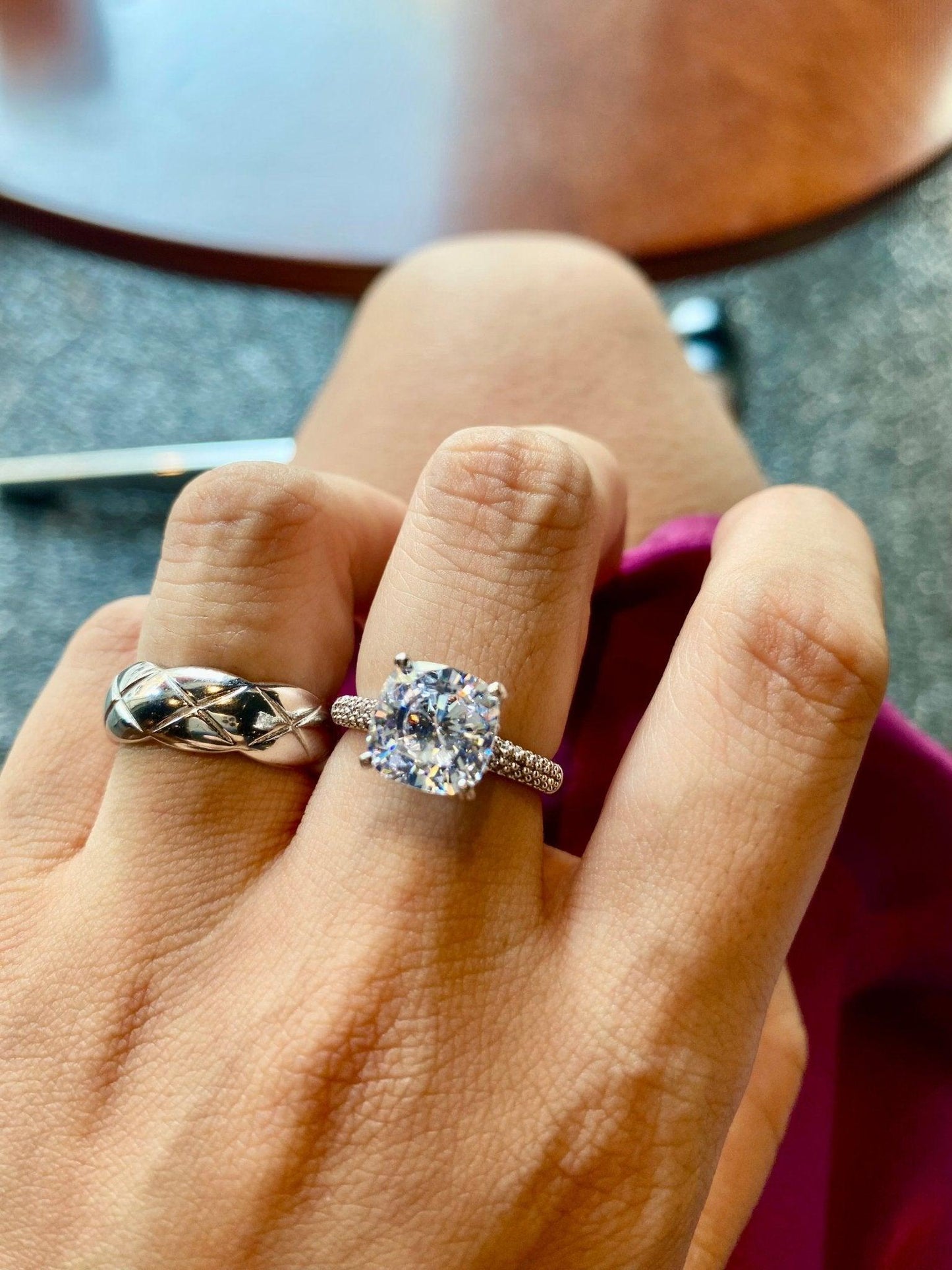 Cushion cut 3carat solitaire ring - TIA KOREA