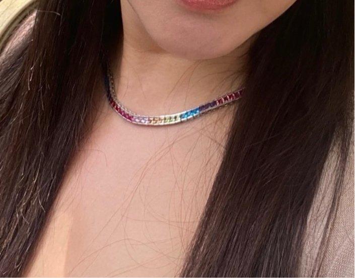 Multi color tennis necklace - TIA KOREA
