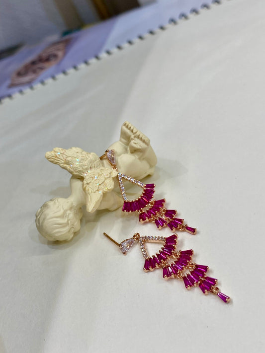 Tia Luxe man made layered Ruby earrings - TIA KOREA