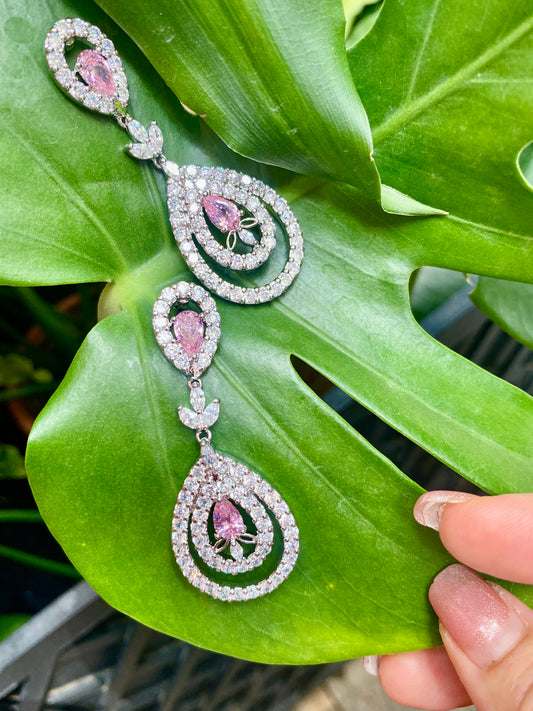 Tia Luxe pink diamond tear drop earrings - TIA KOREA
