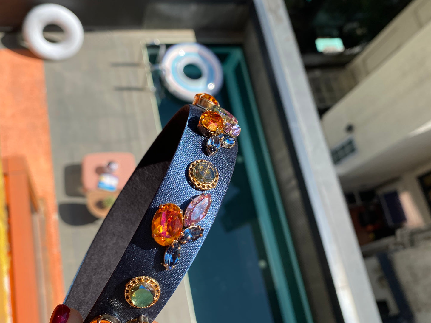 Artistic silk and crystals head band - TIA KOREA