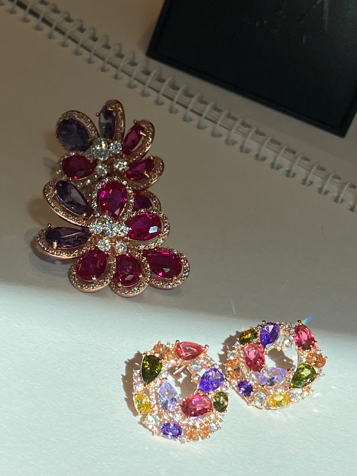 Daily Multi coloured gem with round shape earrings - TIA KOREA