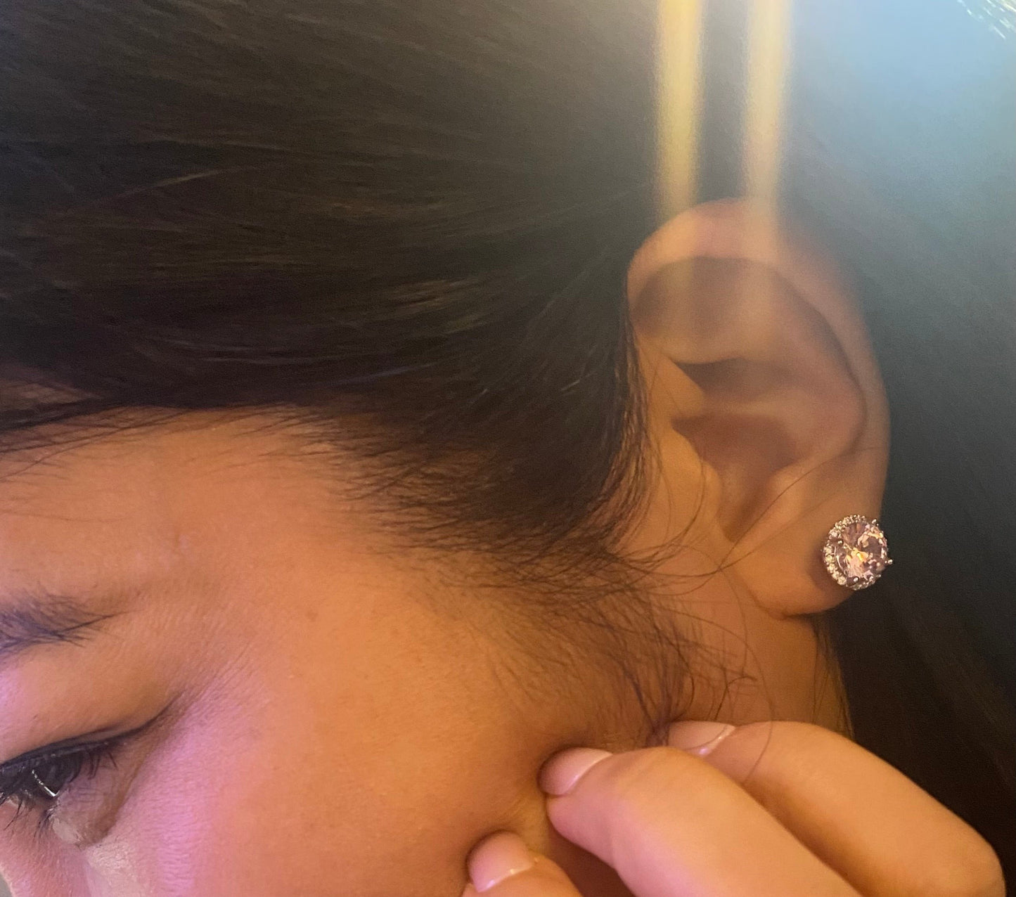 Pink diamond earrings 2carat halo cut