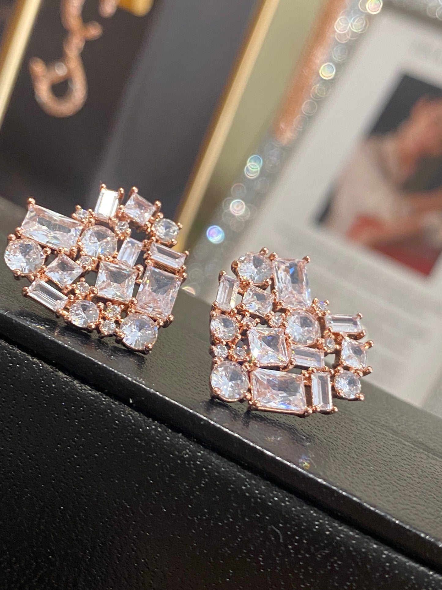 Heart shape fancy cut earrings
