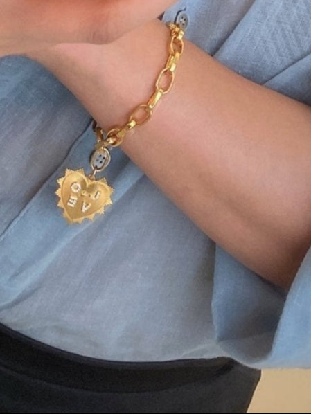 24K GOLD FILLED HEART CHAIN BRACELET - TIA KOREA