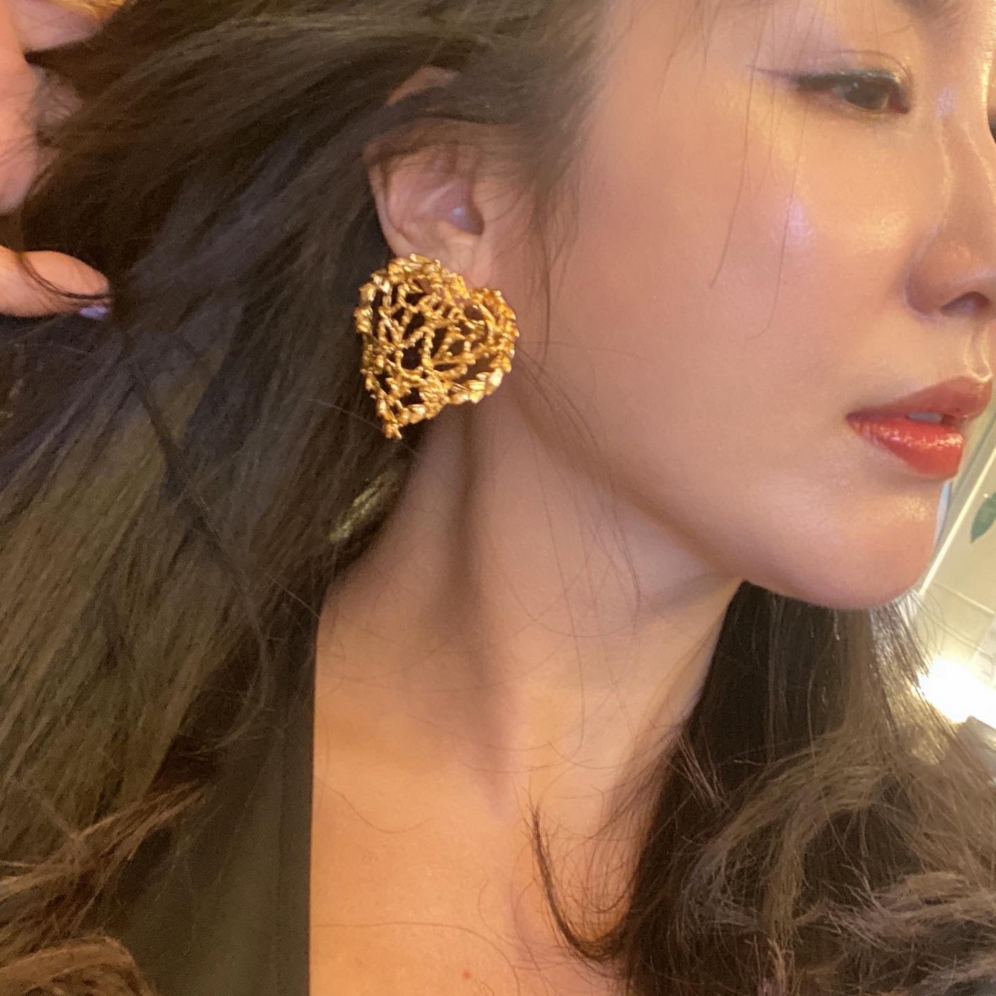 24K Gold filled heart earrings - TIA KOREA