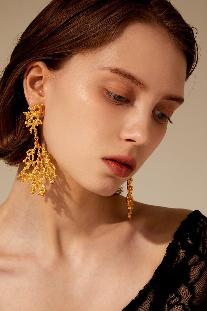 24K Gold Vermeil Sea Coral earrings - TIA KOREA