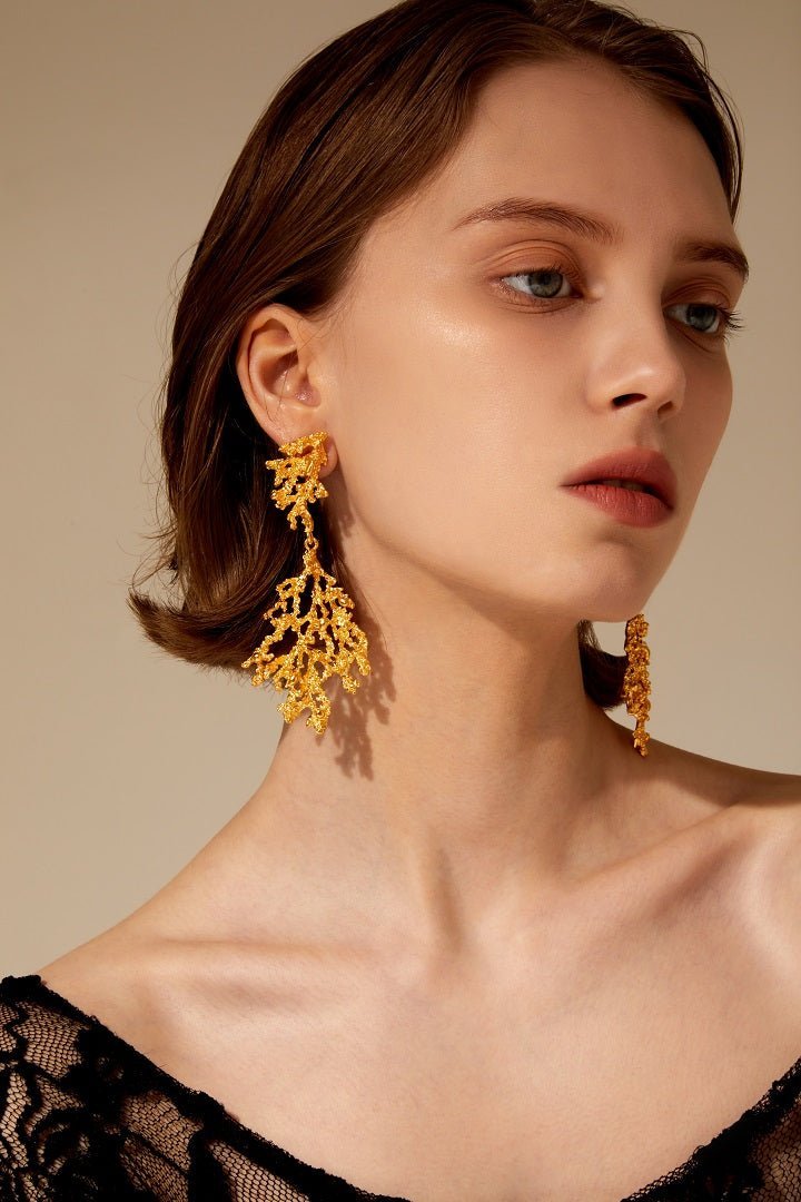 24K Gold Vermeil Sea Coral earrings - TIA KOREA