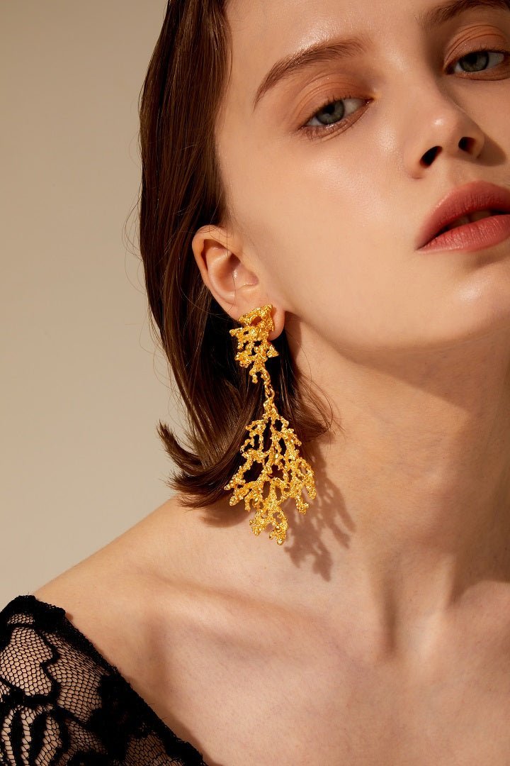 24K Gold Vermeil Sea Coral earrings - TIA KOREA