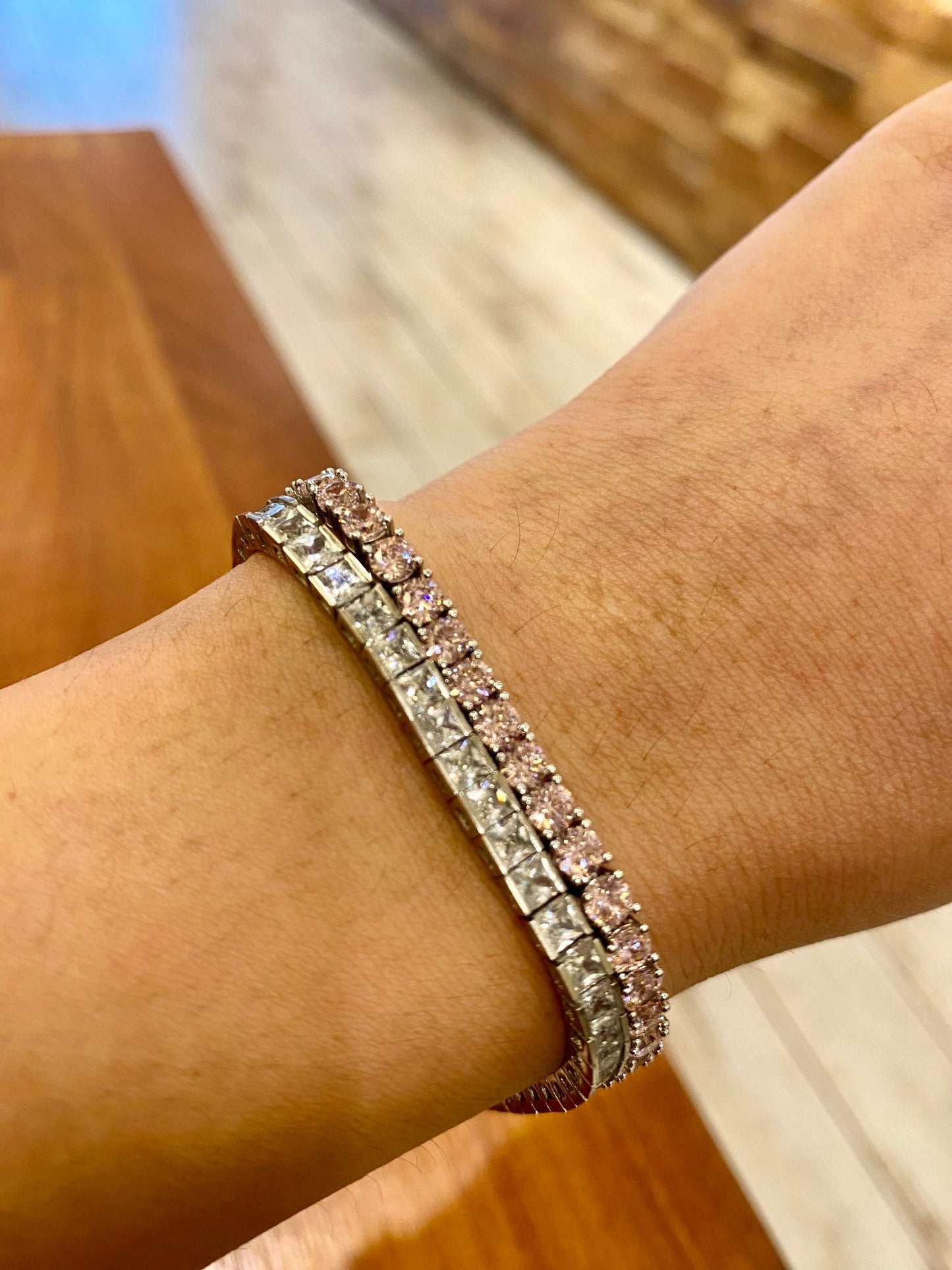 3.5 mm square cut diamond tennis bracelet - TIA KOREA