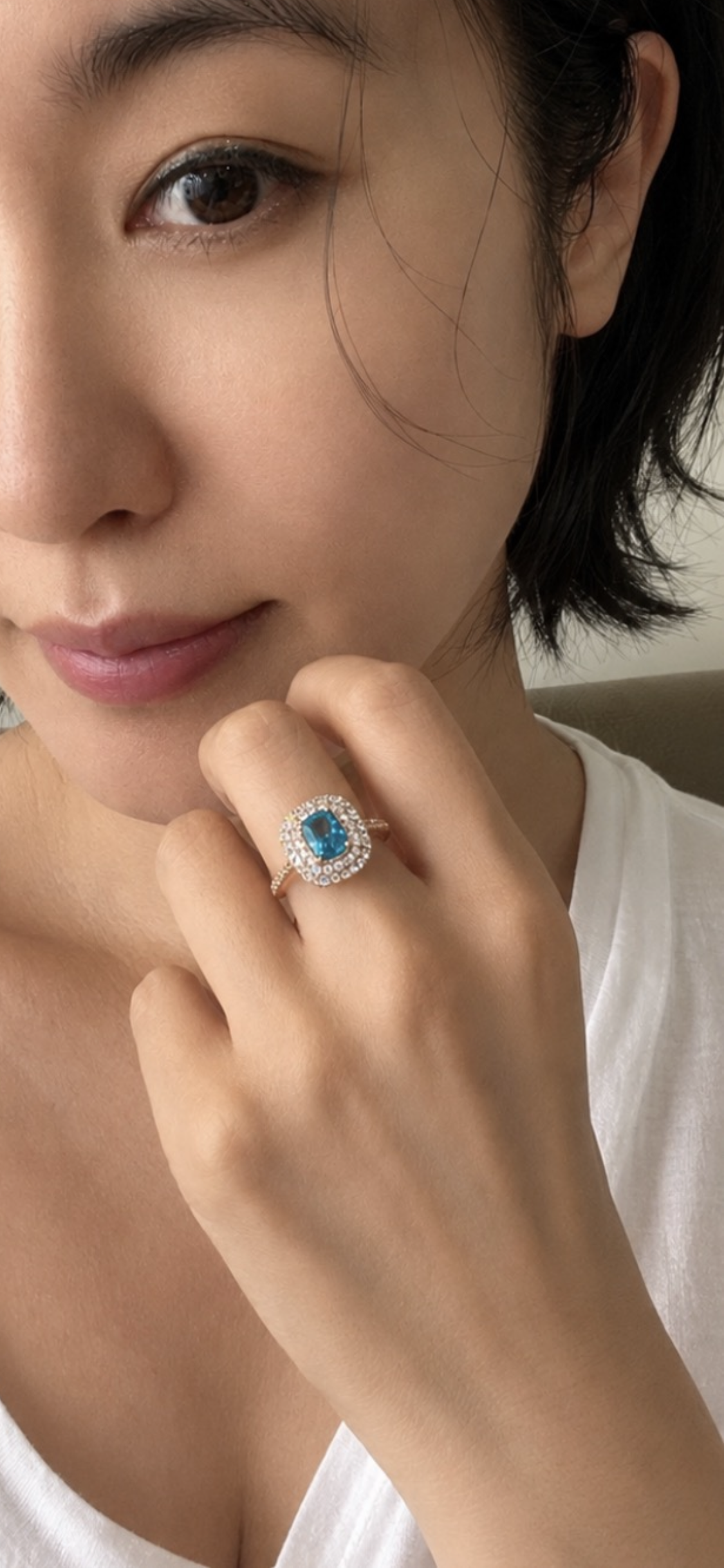 3carats Aqua blue topaz Solitaire ring
