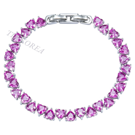 Pink diamond heart cut bracelet