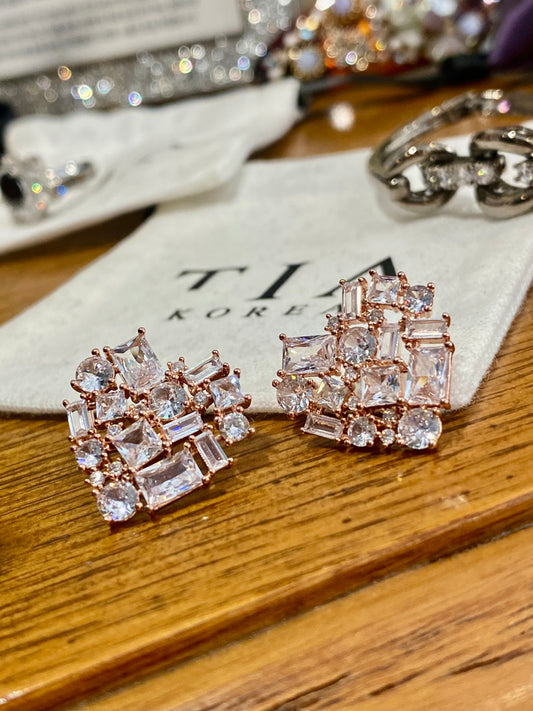Heart shape fancy cut earrings
