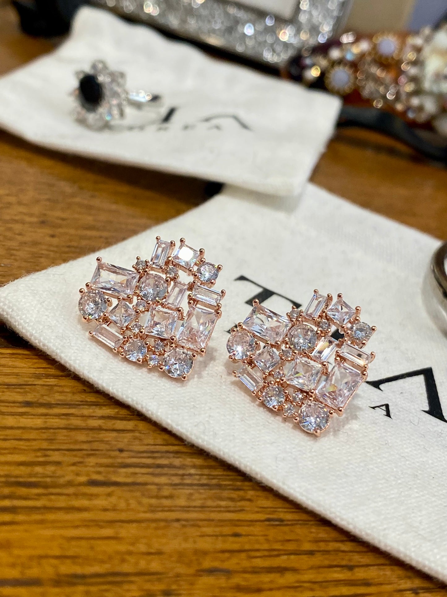 Heart shape fancy cut earrings