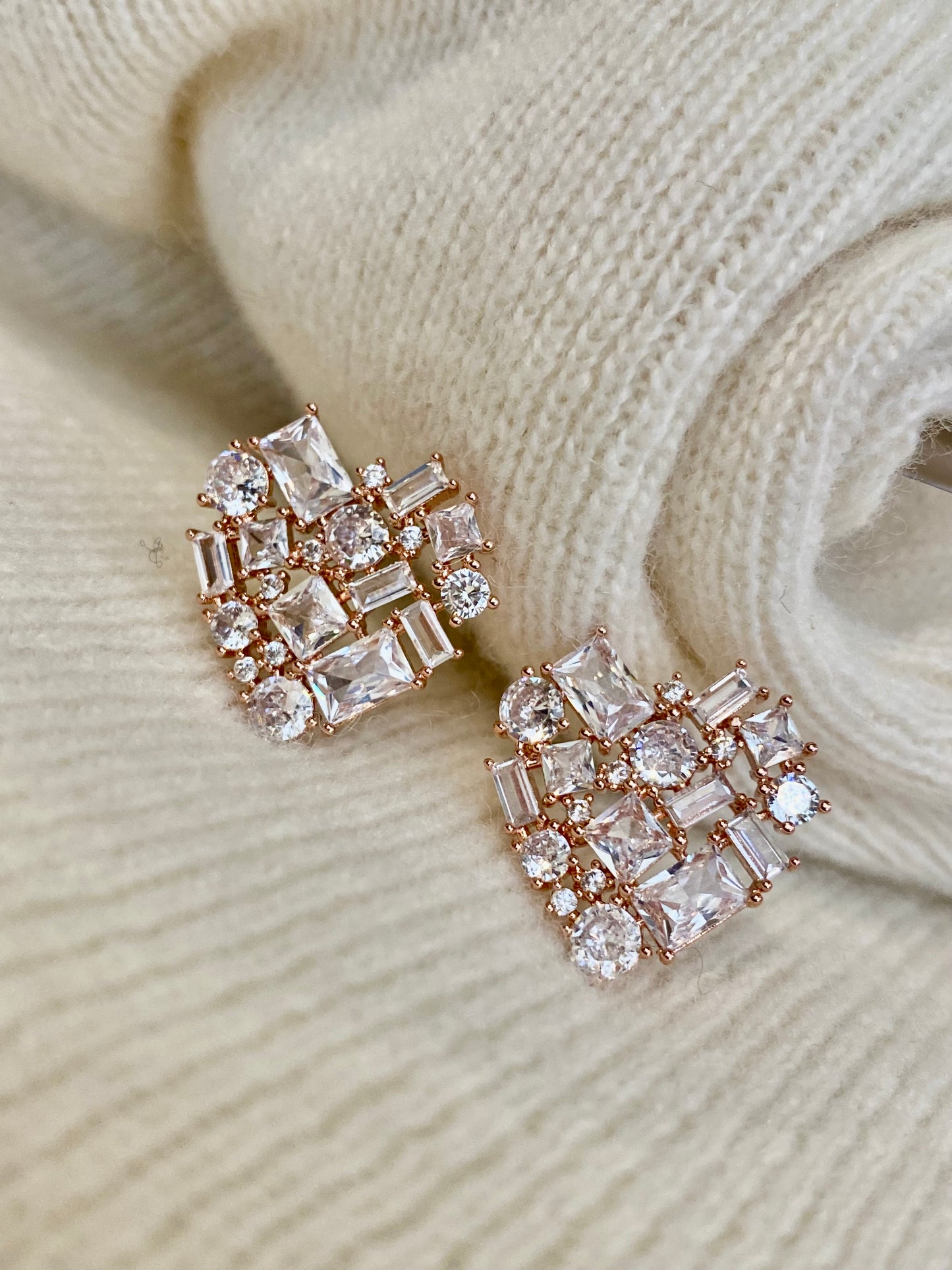 Heart shape fancy cut earrings