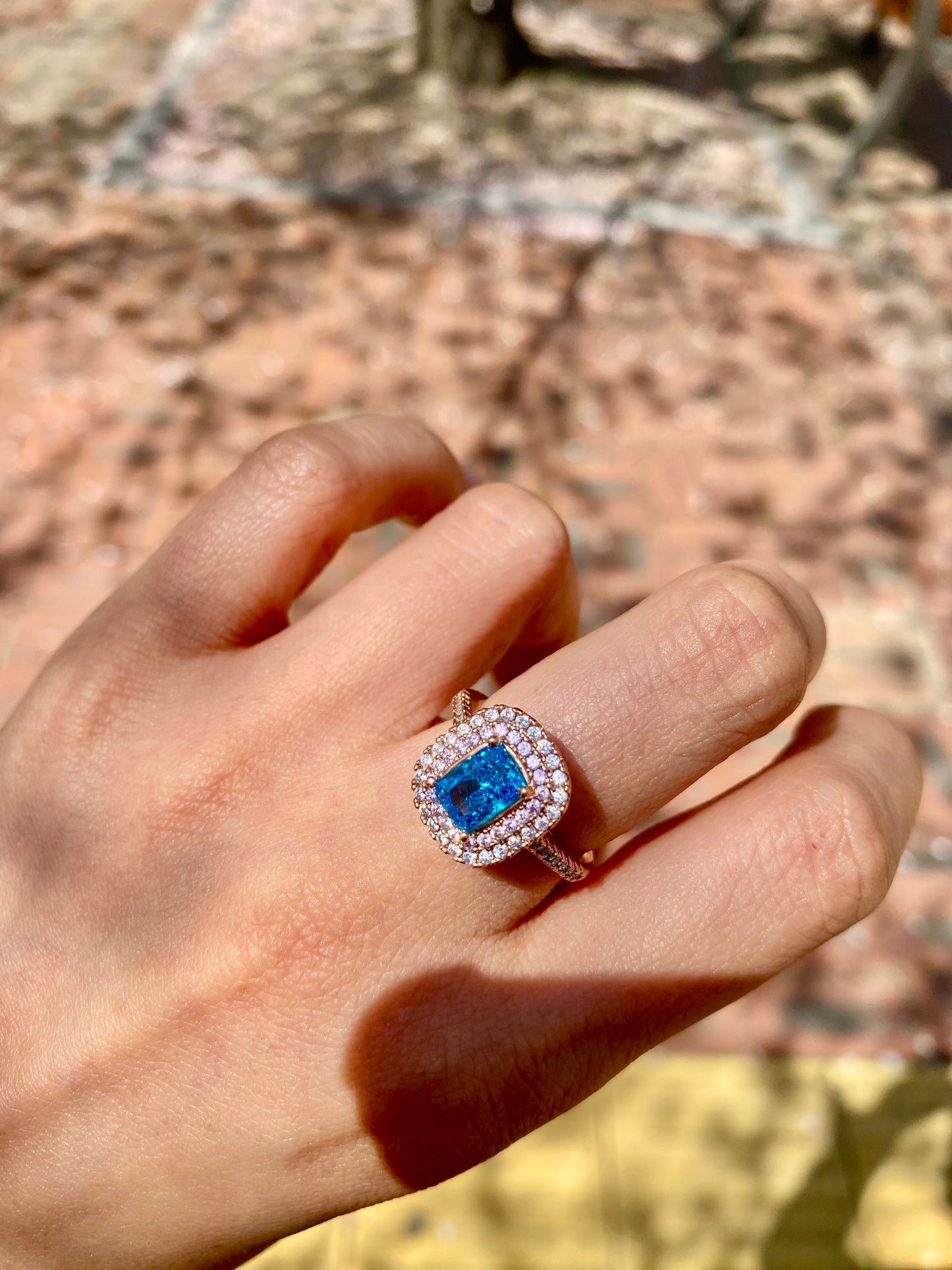 3carats Aqua blue topaz Solitaire ring