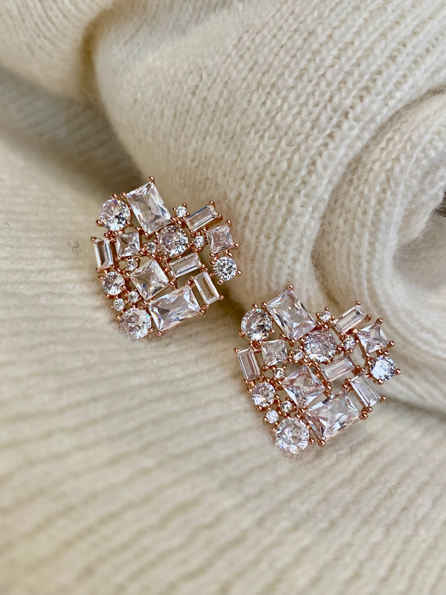 Heart shape fancy cut earrings