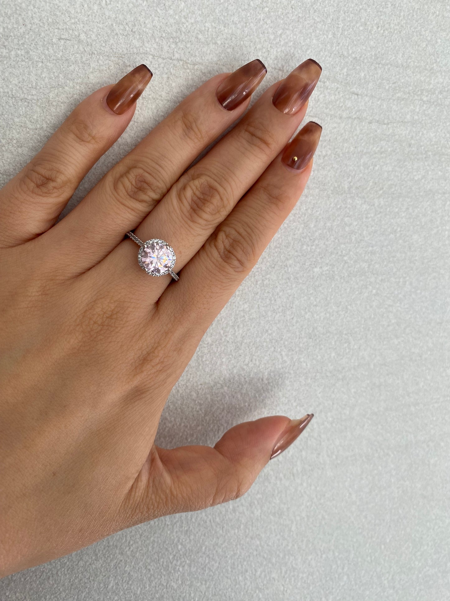 Pink Diamond ring 2carats Halo cut Solitaire ring