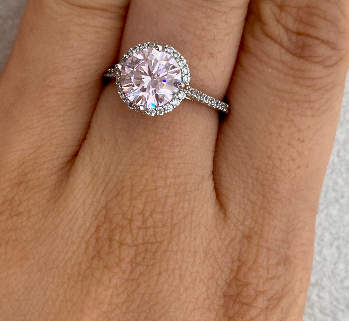 Pink Diamond ring 2carats Halo cut Solitaire ring