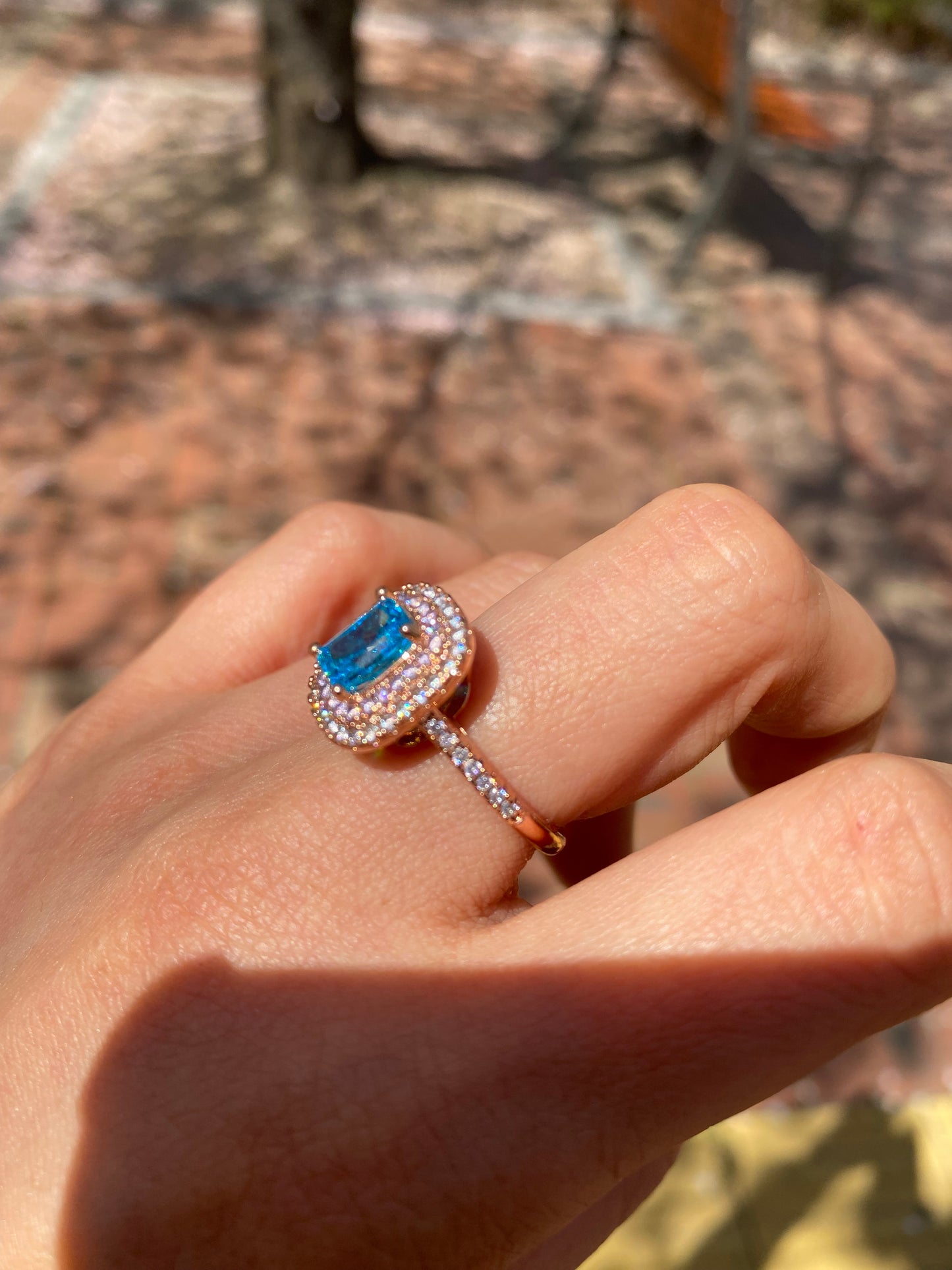 3carats Aqua blue topaz Solitaire ring
