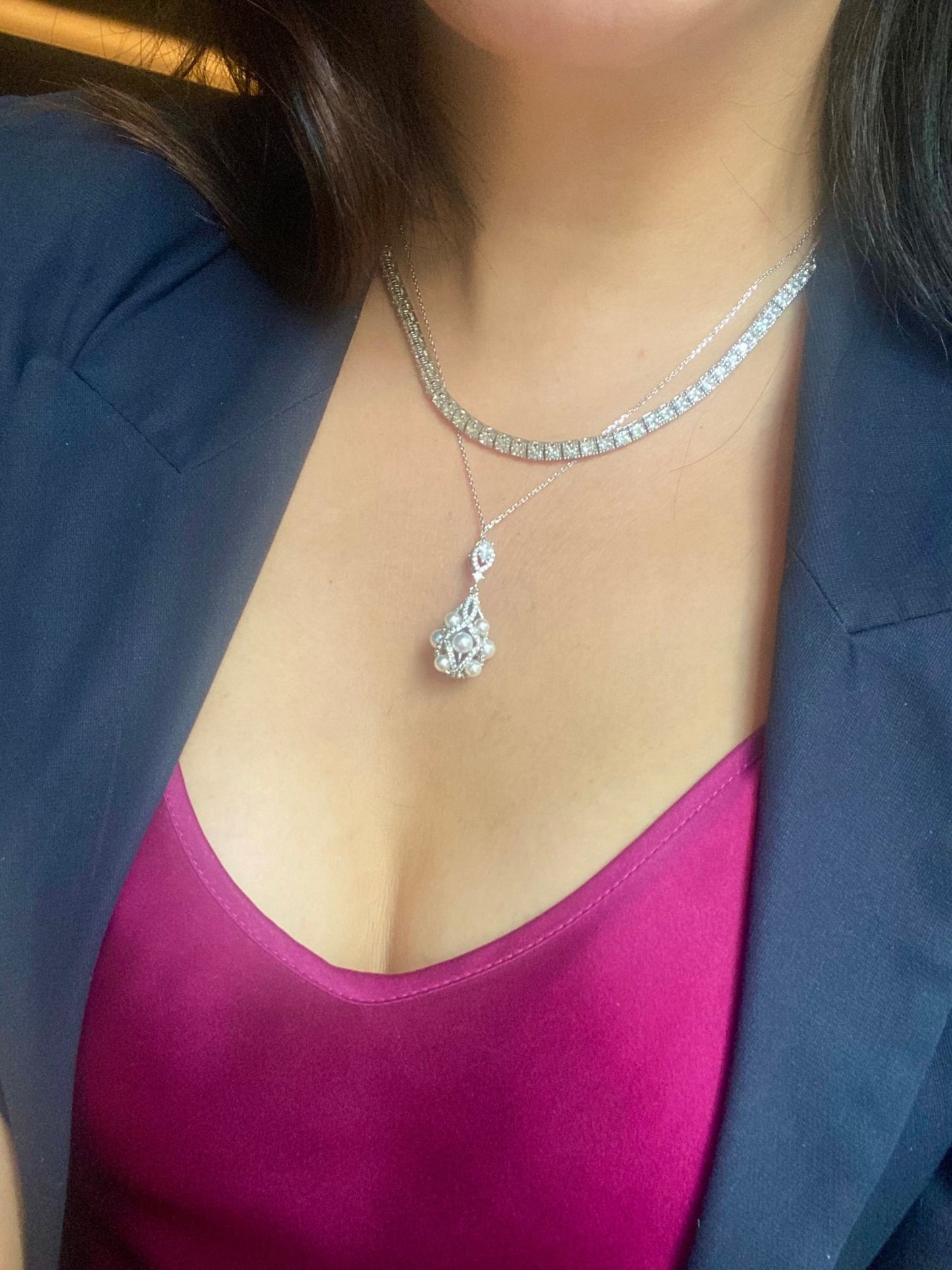 Diamond tennis necklace - TIA KOREA