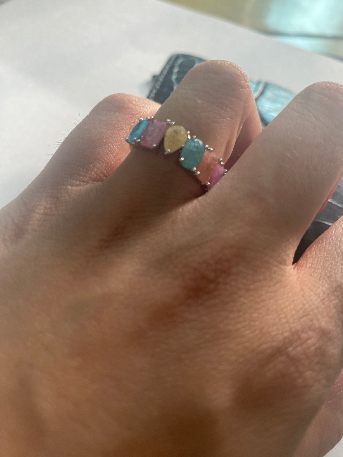 Multi Color Opal band ring - TIA KOREA