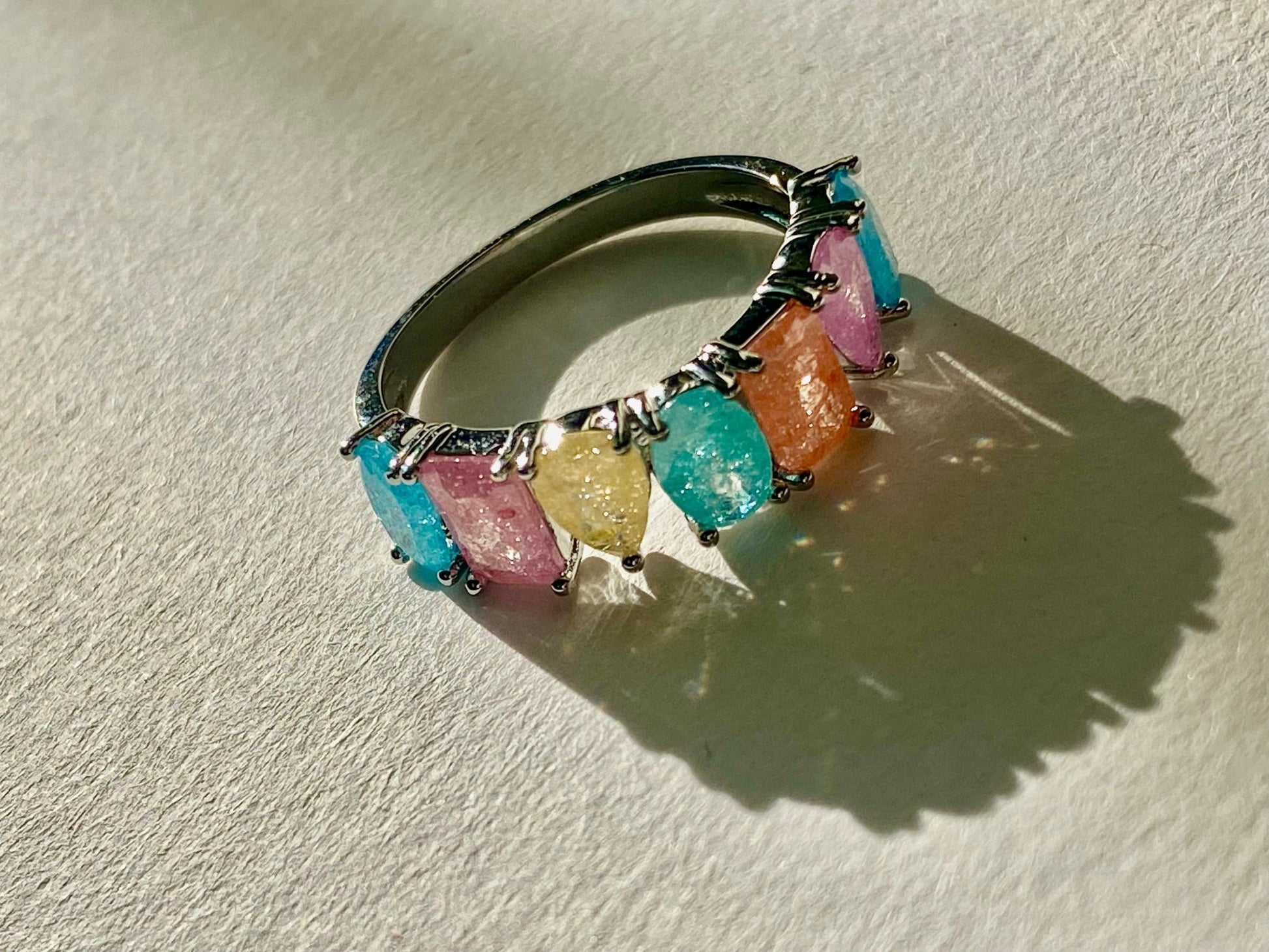 Multi Color Opal band ring - TIA KOREA