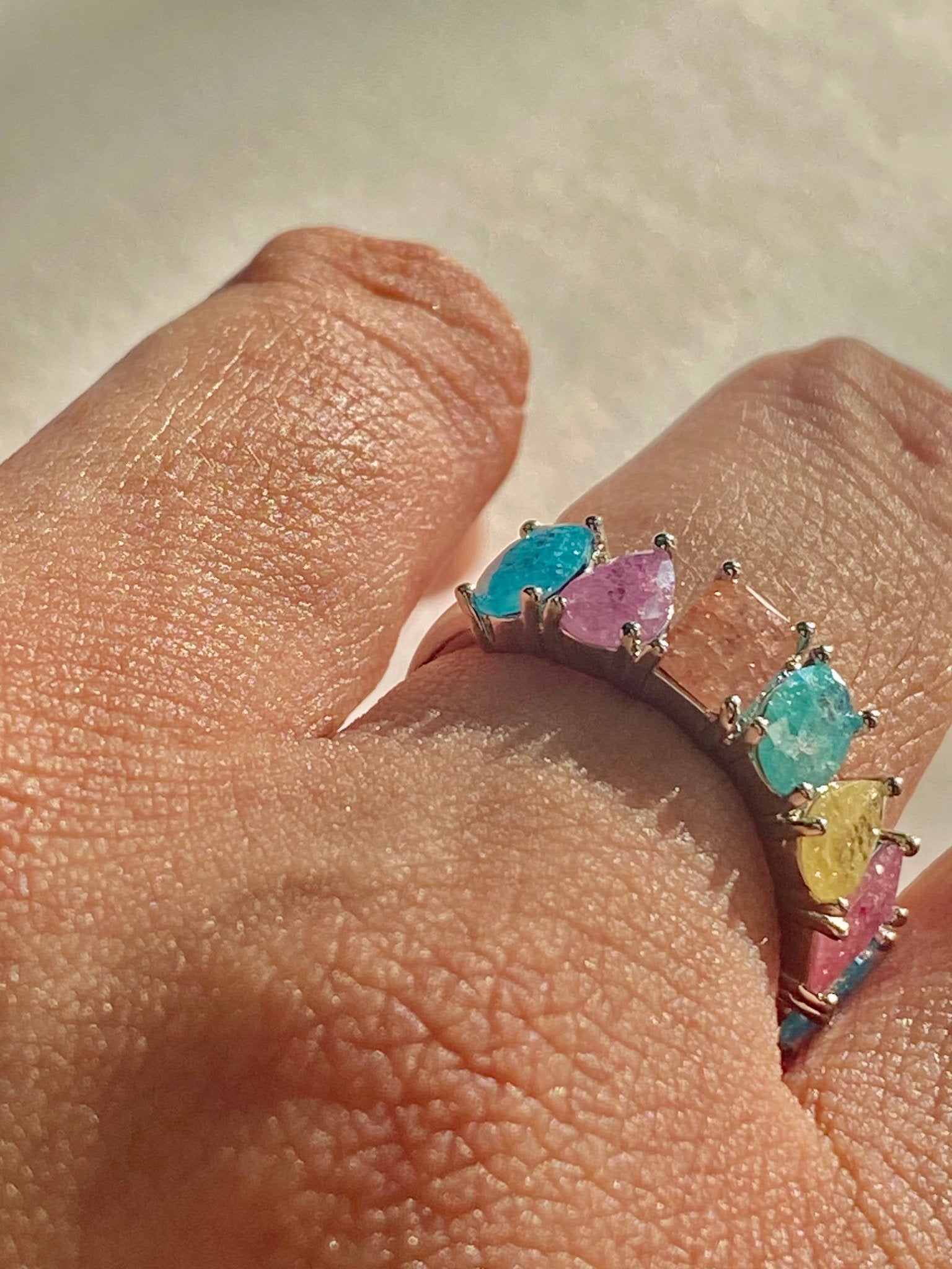 Multi Color Opal band ring - TIA KOREA