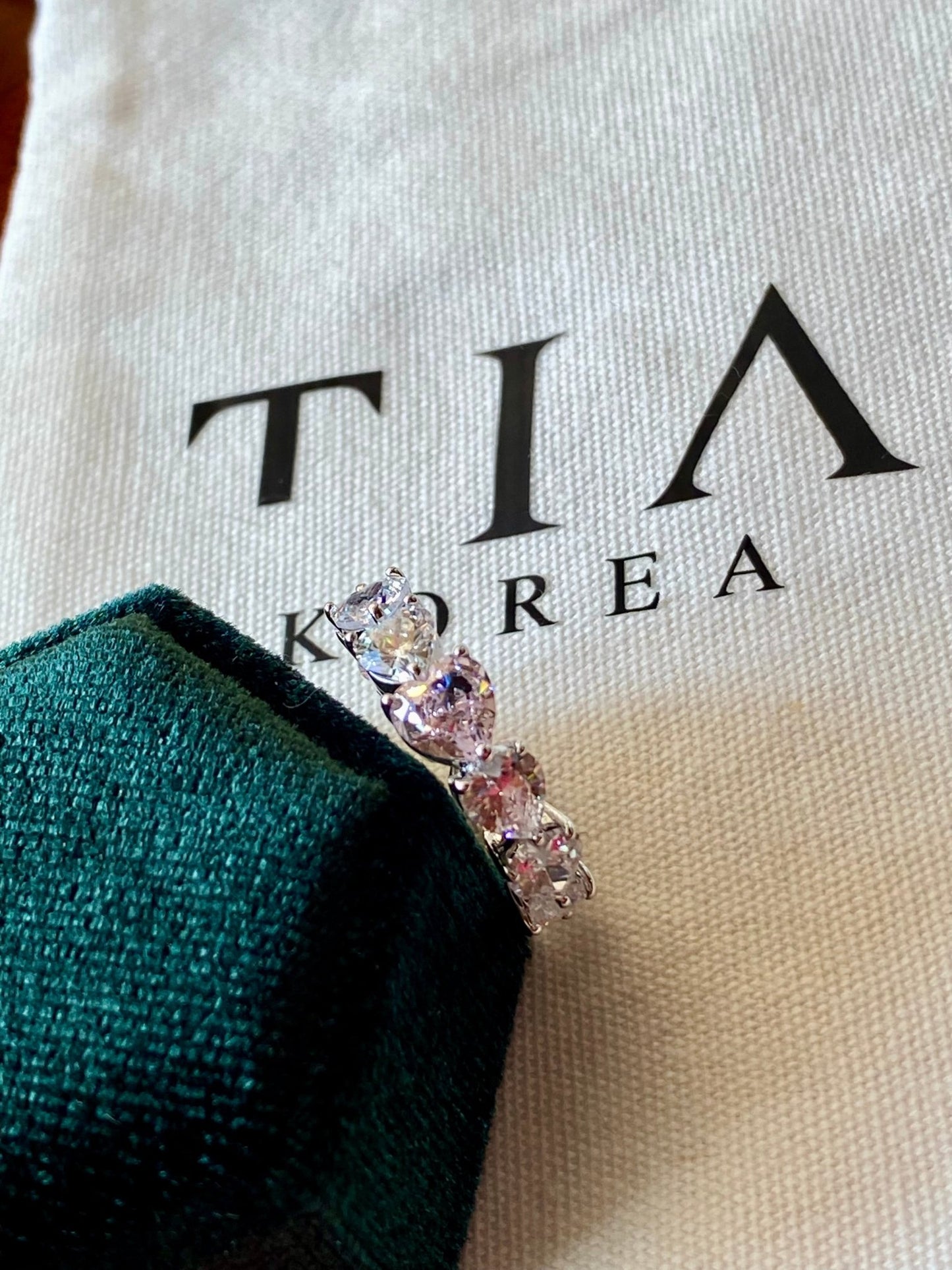 Pink diamond heart cut eternity band ring - TIA KOREA