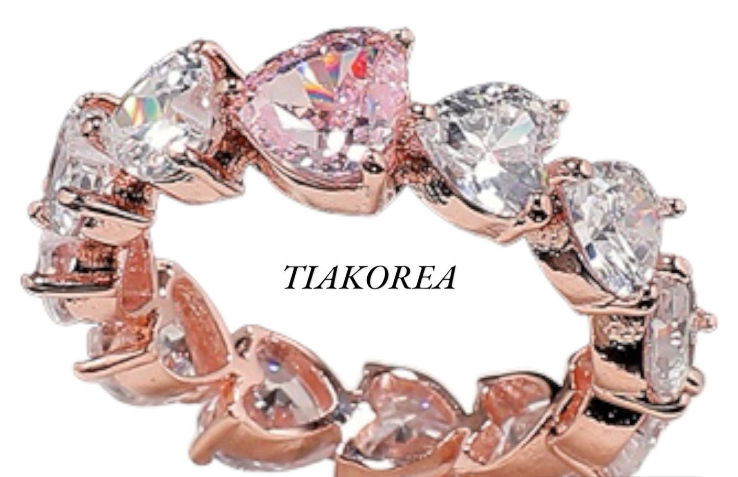 Pink diamond heart cut eternity band ring - TIA KOREA