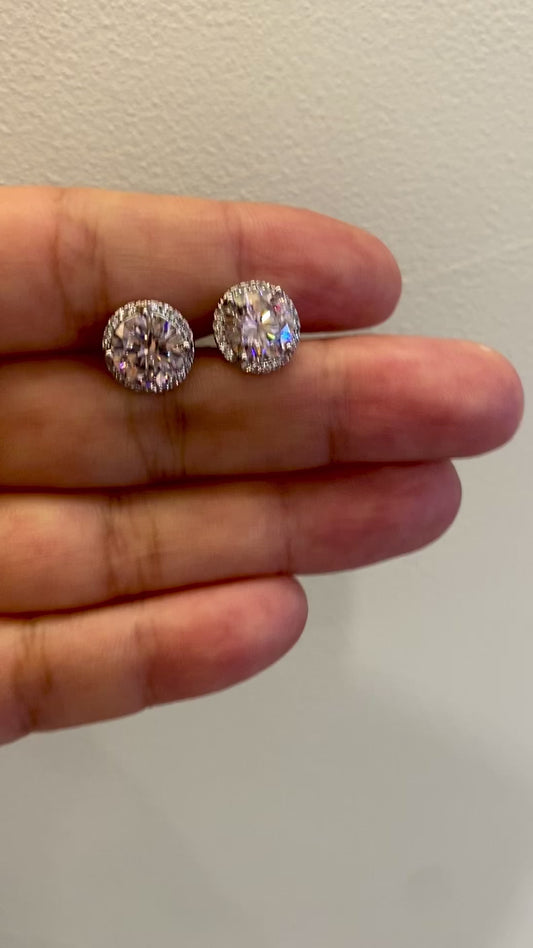 Pink diamond earrings 2carat halo cut