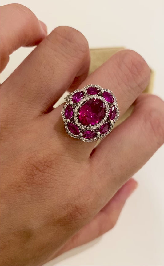 Free size round cut Ruby ring