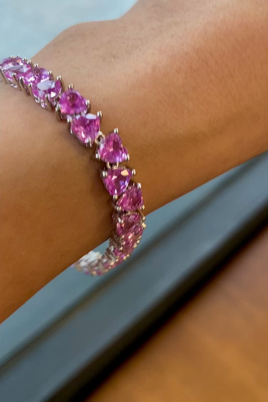 Pink diamond heart cut bracelet