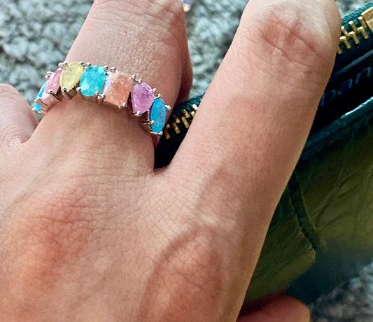 Multi Color Opal band ring