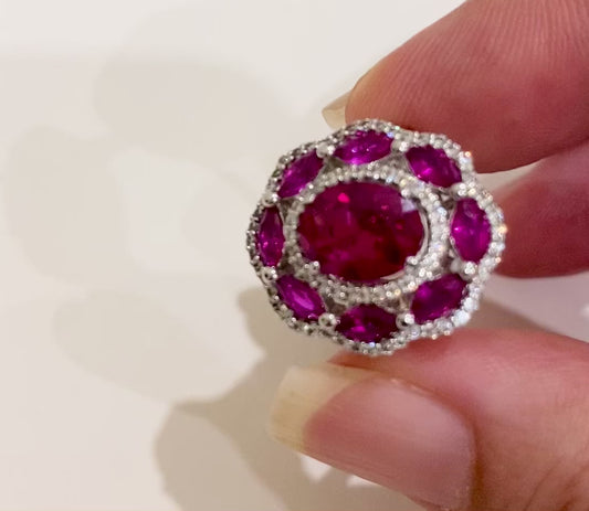 Free size round cut Ruby ring