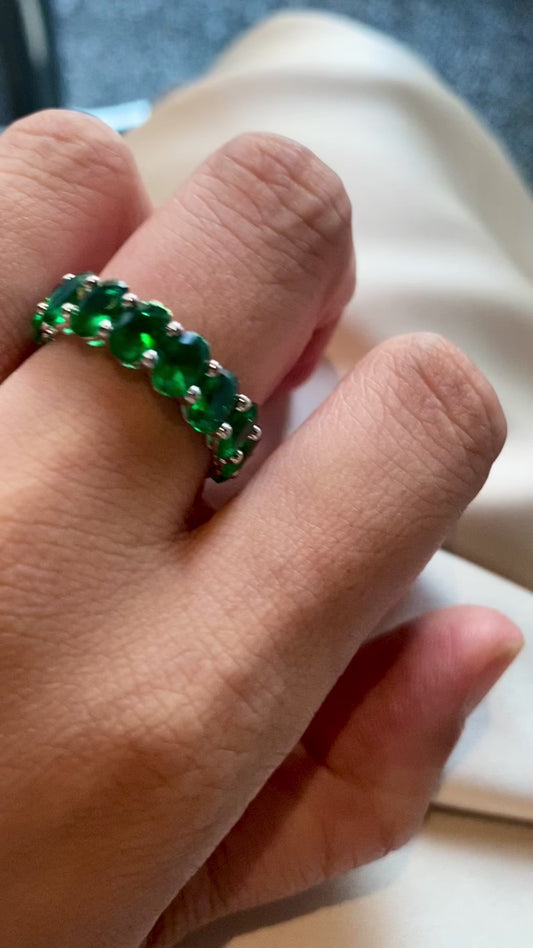 Emerald Oval cut eternity ring