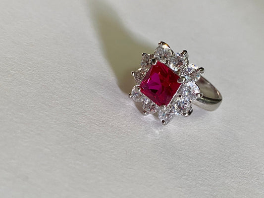 Ruby solitare ring square cut Ruby ring - TIA KOREA