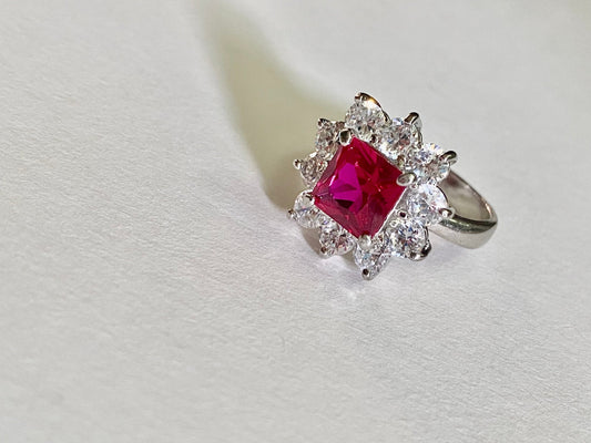 Ruby square cut solitaire ring - TIA KOREA