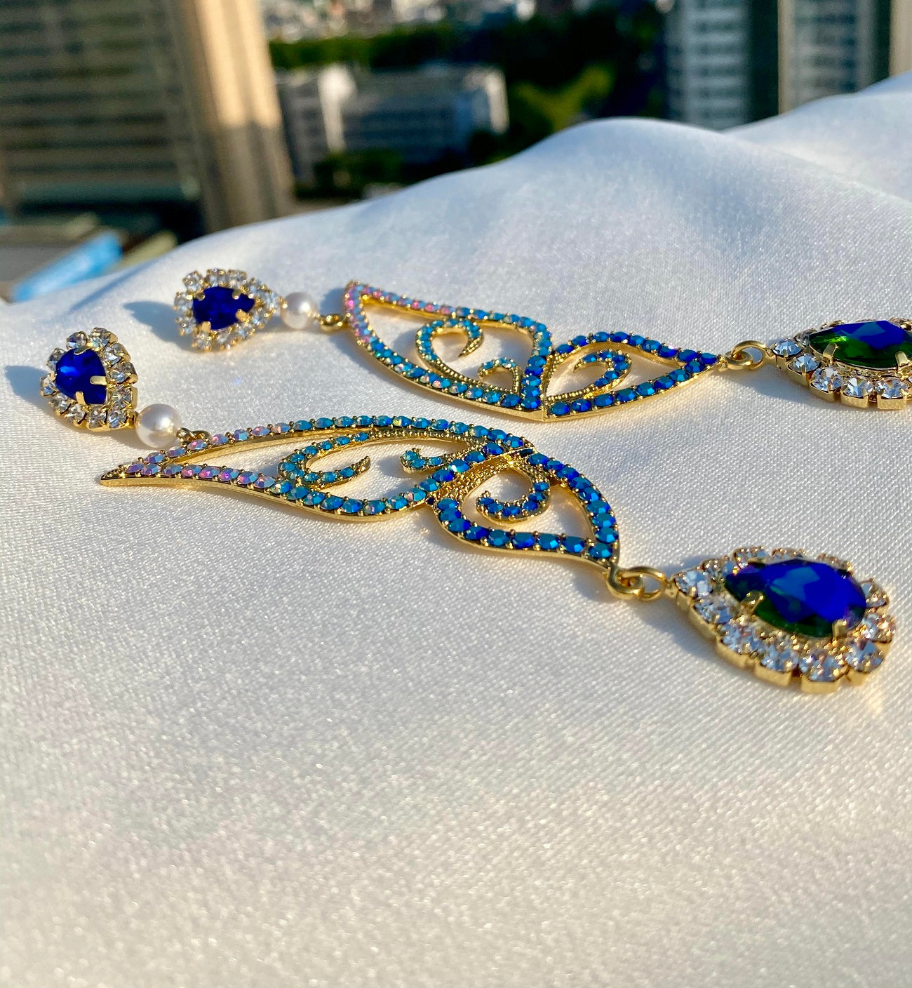 18K Gold filled half butterfly earrings in Blue