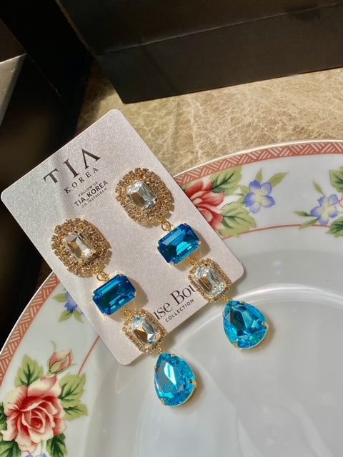 18 K gold filled Holiday blue earrings