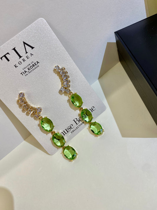 Yellow green crystal earrings