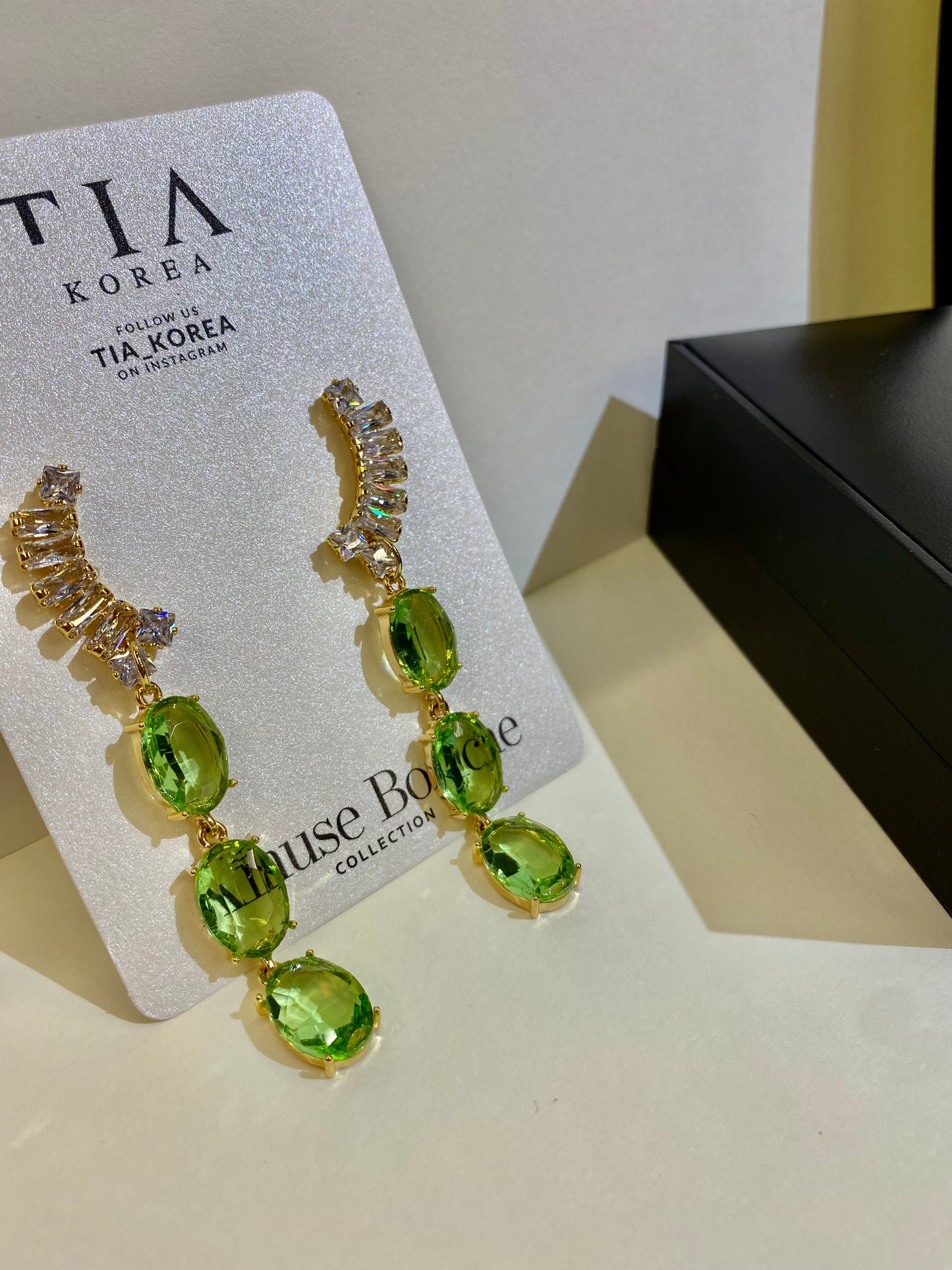 Yellow green crystal earrings