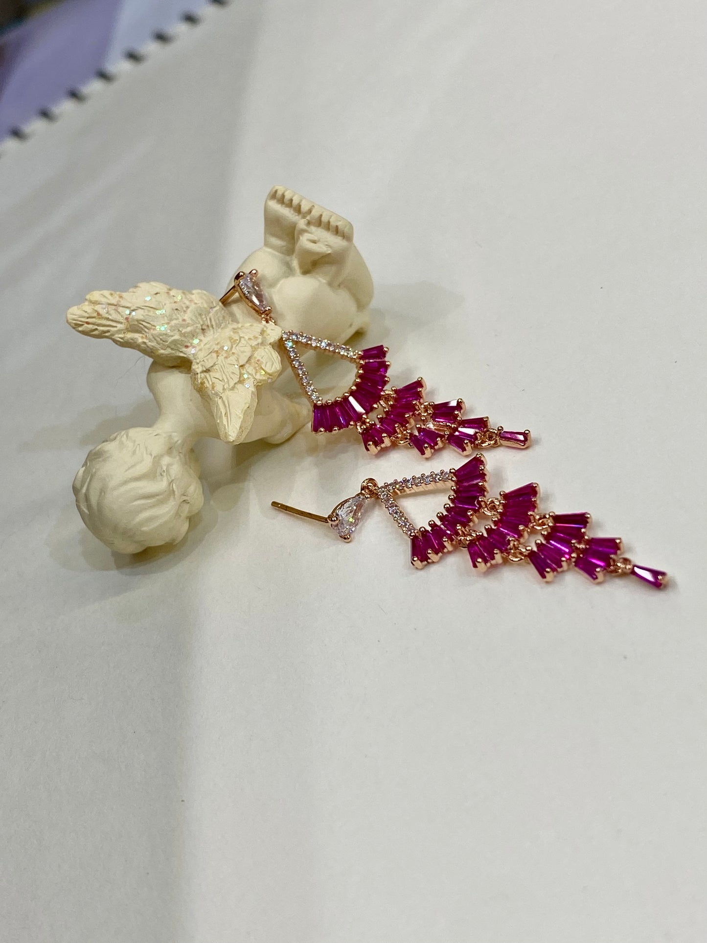 Tia Luxe man made layered Ruby earrings